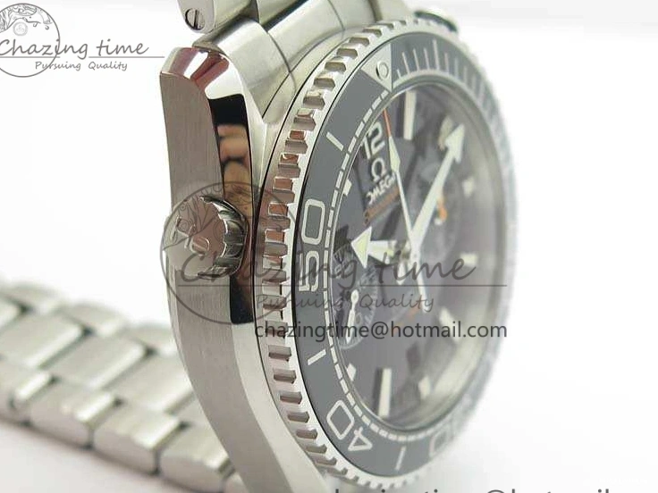 0513 Planet Ocean Master Chrono SS OM 1:1 Best Edition Black Dial On SS Bracelet A9900 V Fashionable 8113